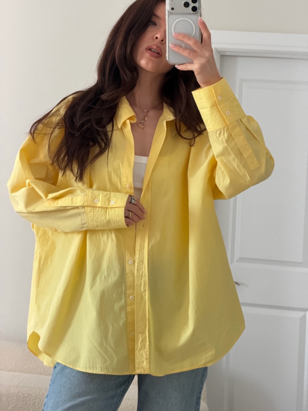 Relaxed Yellow Button-Down Shirt
